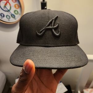 New Era Black Fitted Baseball Cap with Raised Script A